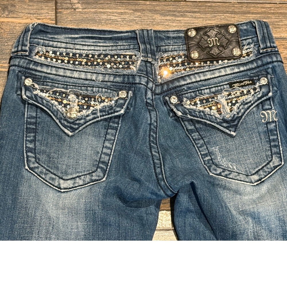 Miss Me Embellished Bling Bootcut Jeans Low Rise 28x34 (28x30) Western Y2K BKE - Picture 1 of 11